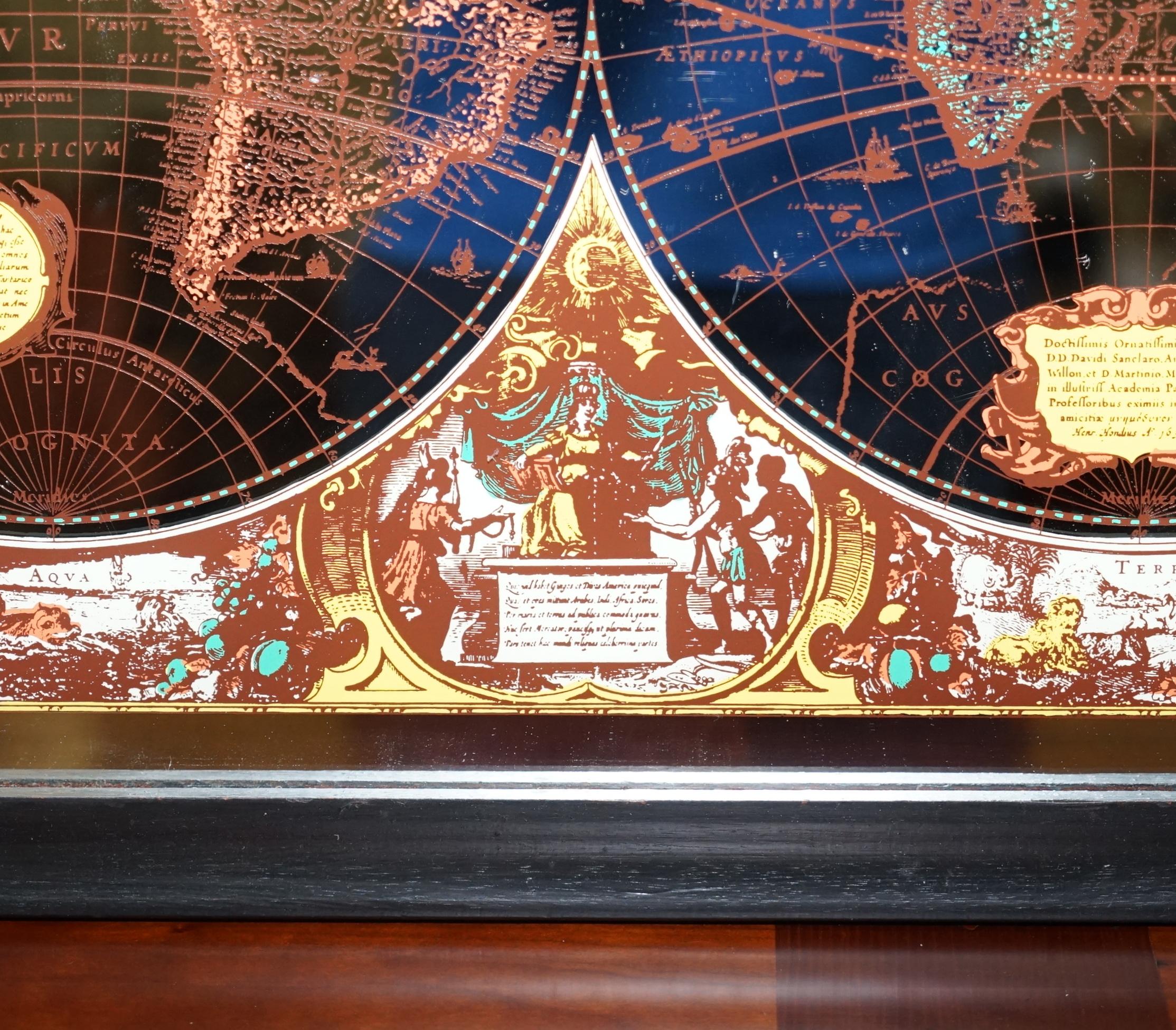 English Vintage World Map Mirror Based on the Original by Johnson 1882 Military Campaign For Sale