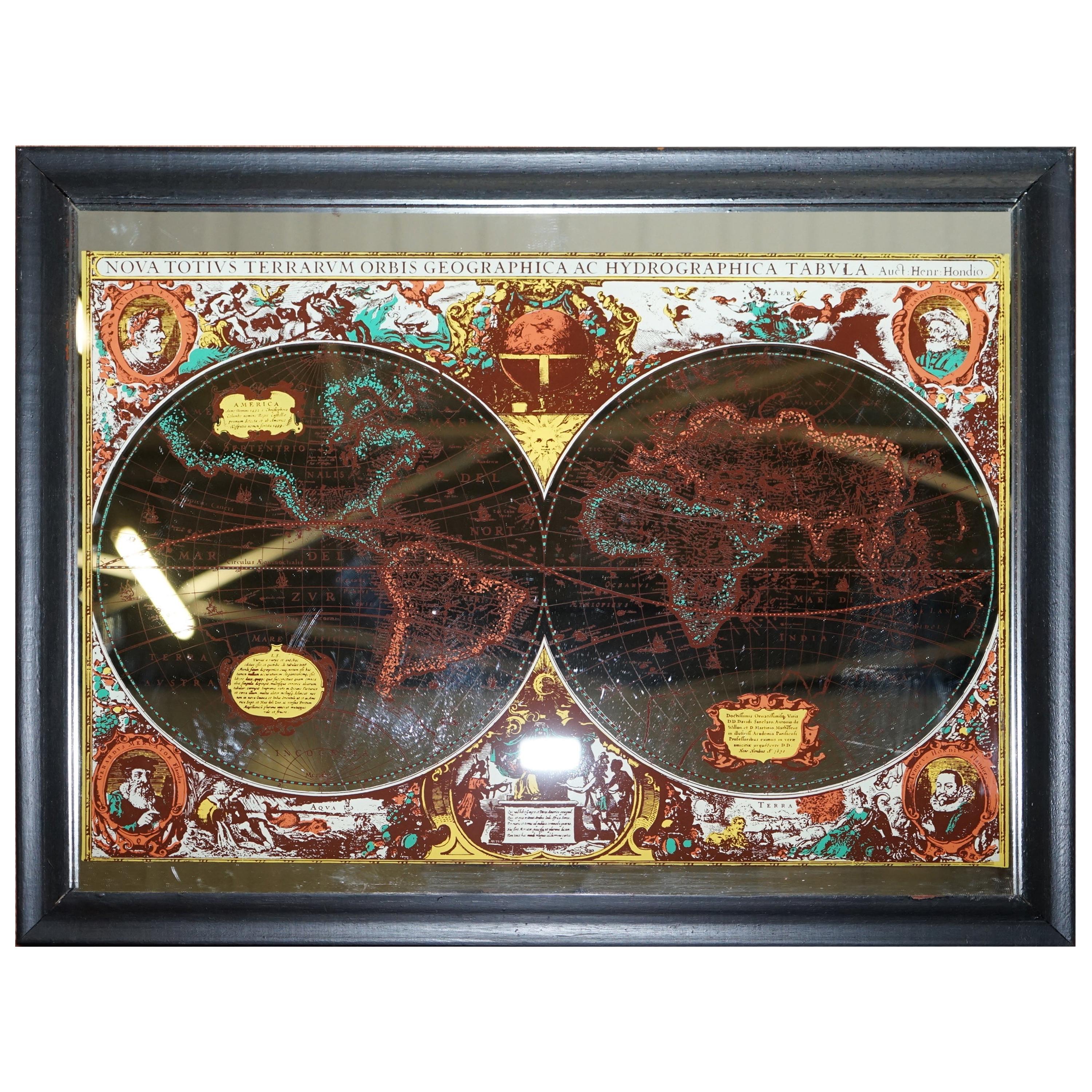 Vintage World Map Mirror Based on the Original by Johnson 1882 Military Campaign For Sale