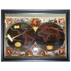Specchio con mappa del mondo vintage basato sull'originale di Johnson 1882 Campagna militare