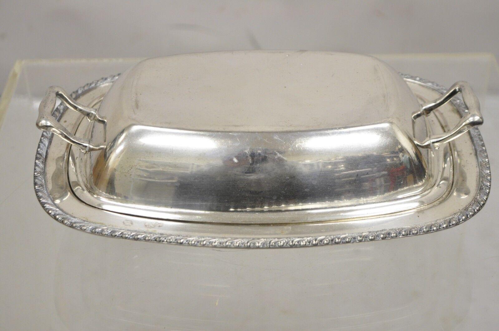Vintage World Silver on Copper Lidded Vegetable Serving Platter with Handles For Sale 4