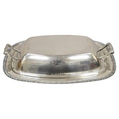Retro World Silver on Copper Lidded Vegetable Serving Platter with Handles