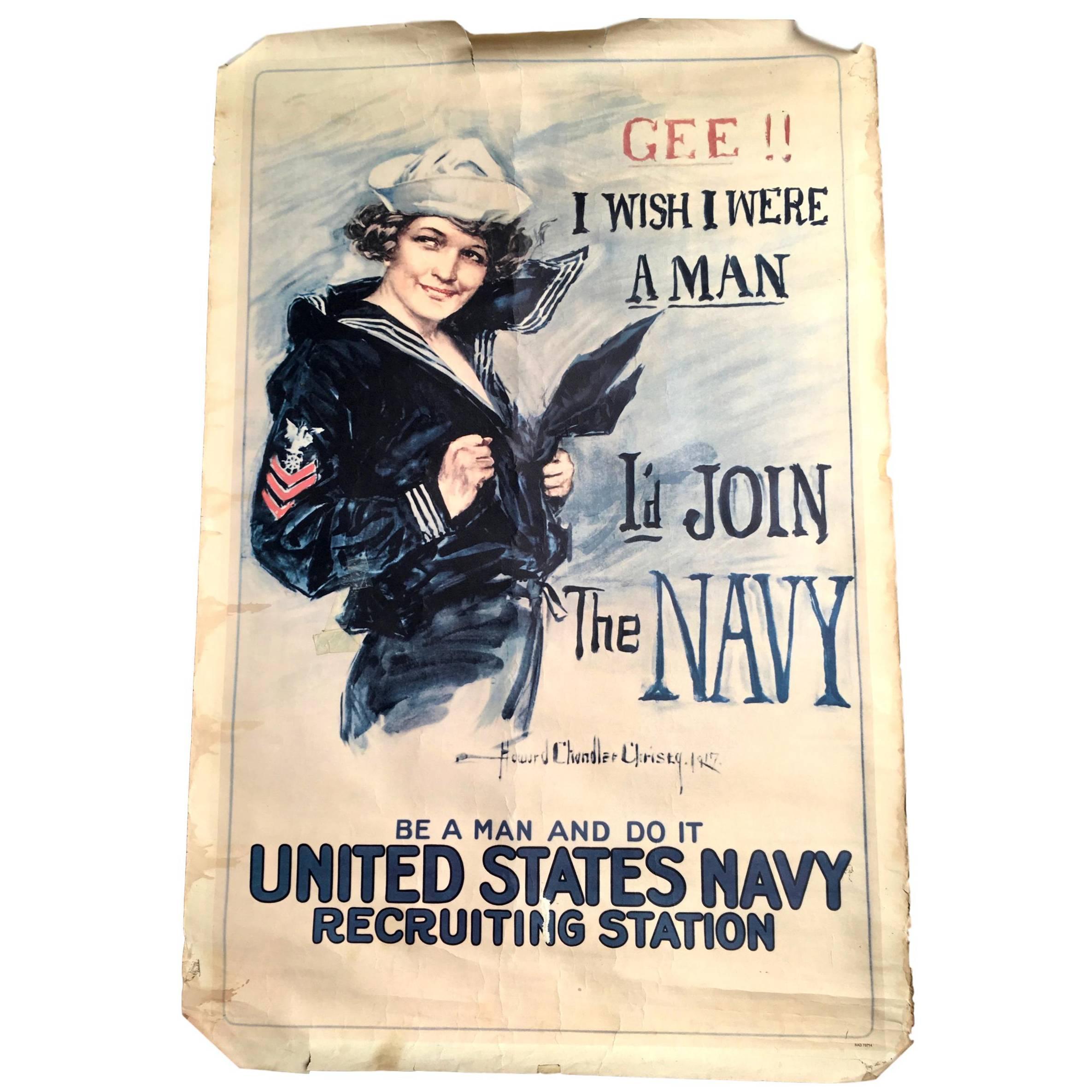 Vintage World War II Navy Poster
