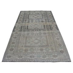 Retro Worn Down Distressed Colors Persian Qashqai Hand Knotted Bohemian Rug