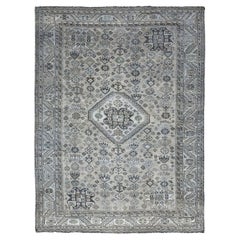 Retro Worn Down Distressed Colors Persian Qashqai Hand Knotted Bohemian Rug