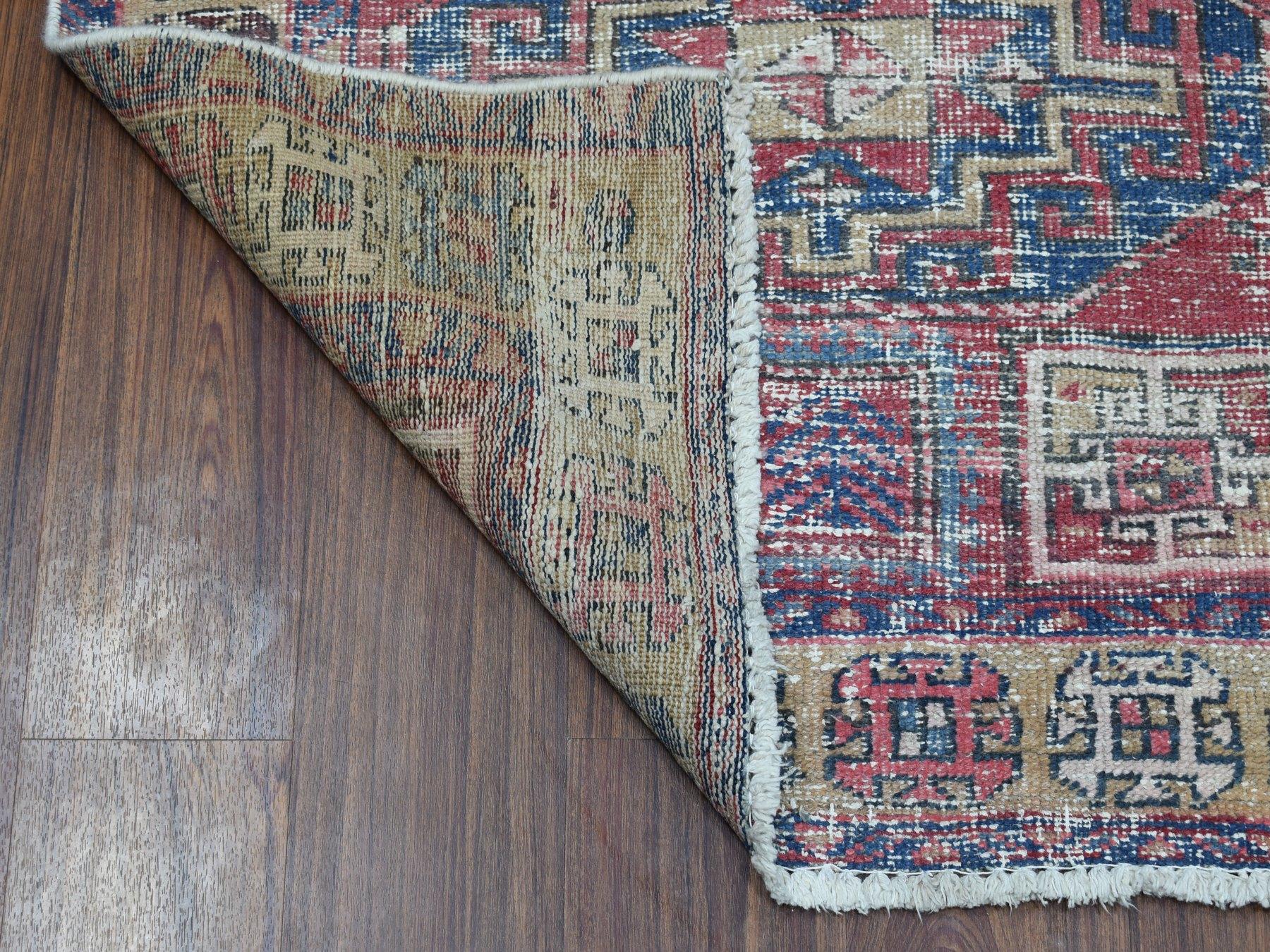 Medieval Vintage Worn Down Northwest Persian Karajeh Hand Knotted Wool Rug