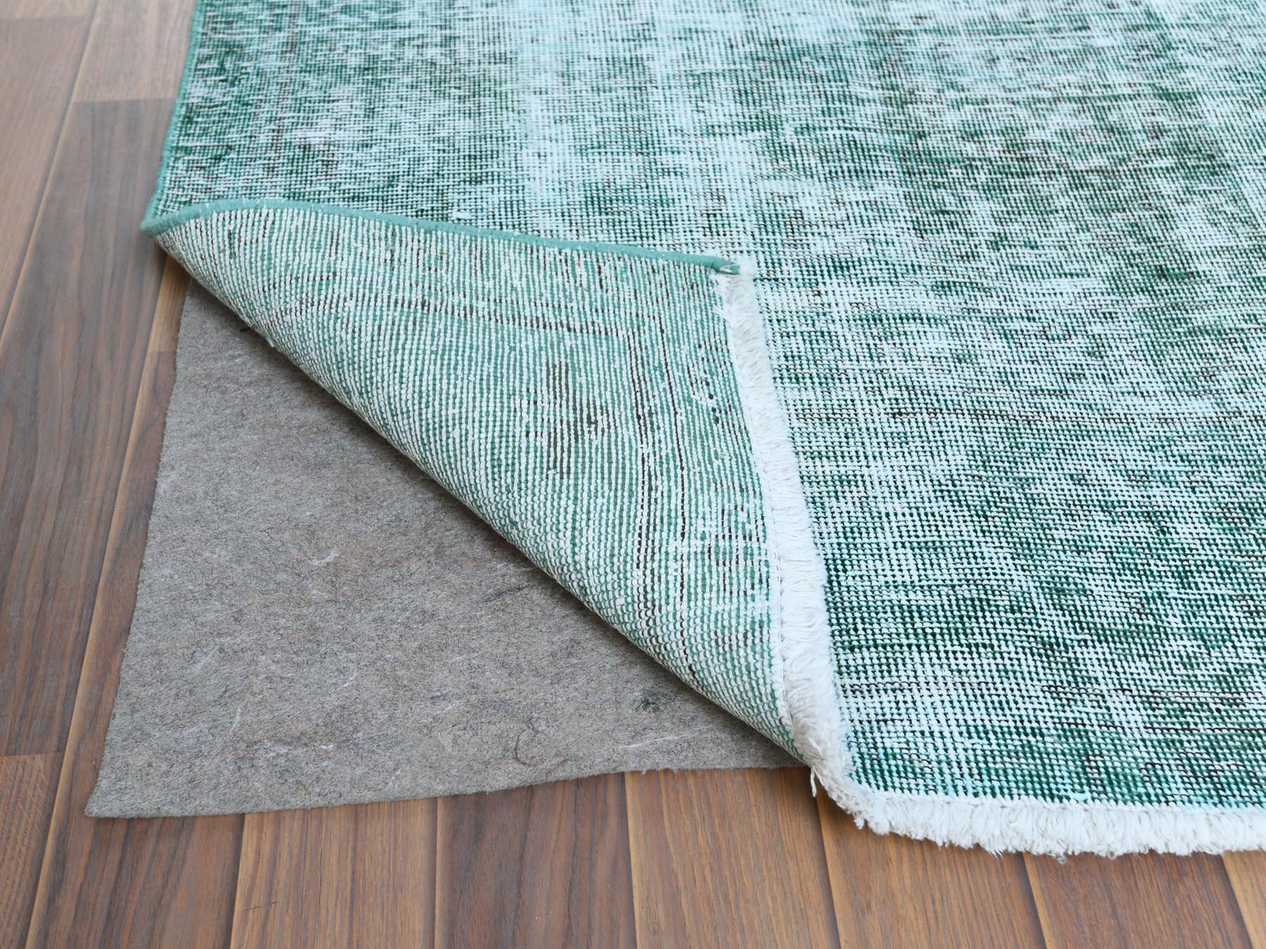 Mid-20th Century Vintage Worn Down Sun-Faded Green Persian Tabriz Clean Wool Hand Knotted Rug
