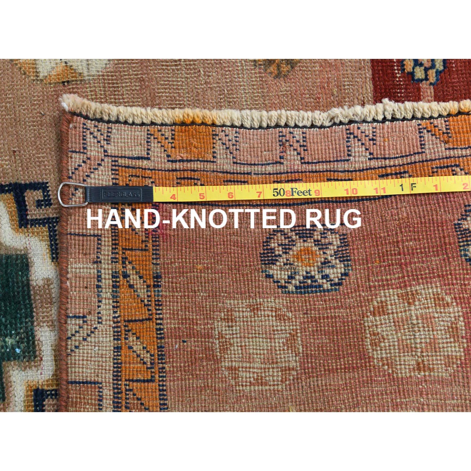 Vintage Worn Down Tan Color Persian Qashqai Wool Handmade Bohemian Rug For Sale 1