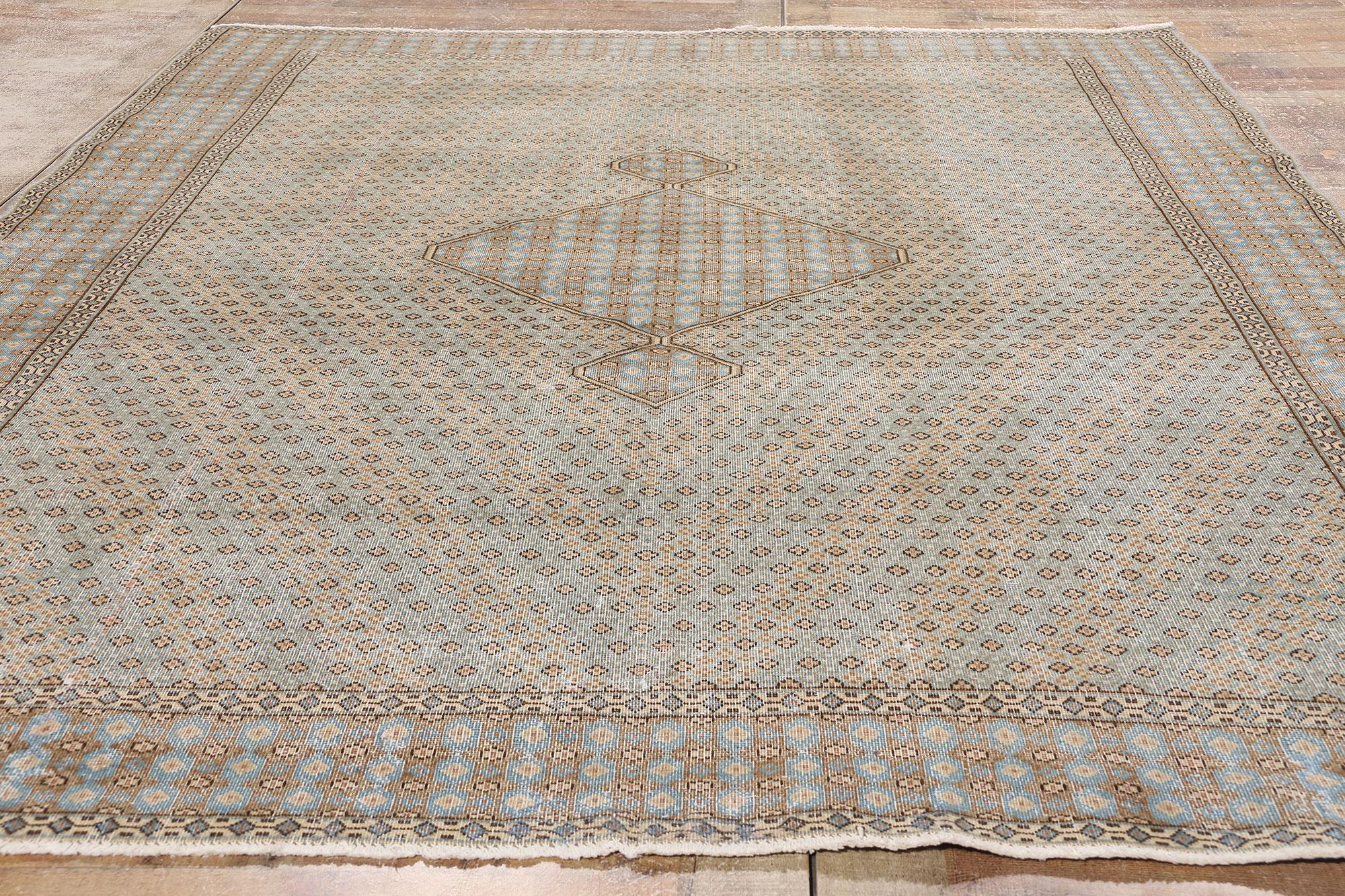Lana Tappeto persiano Kerman del 1950 con stile rustico moderno in vendita