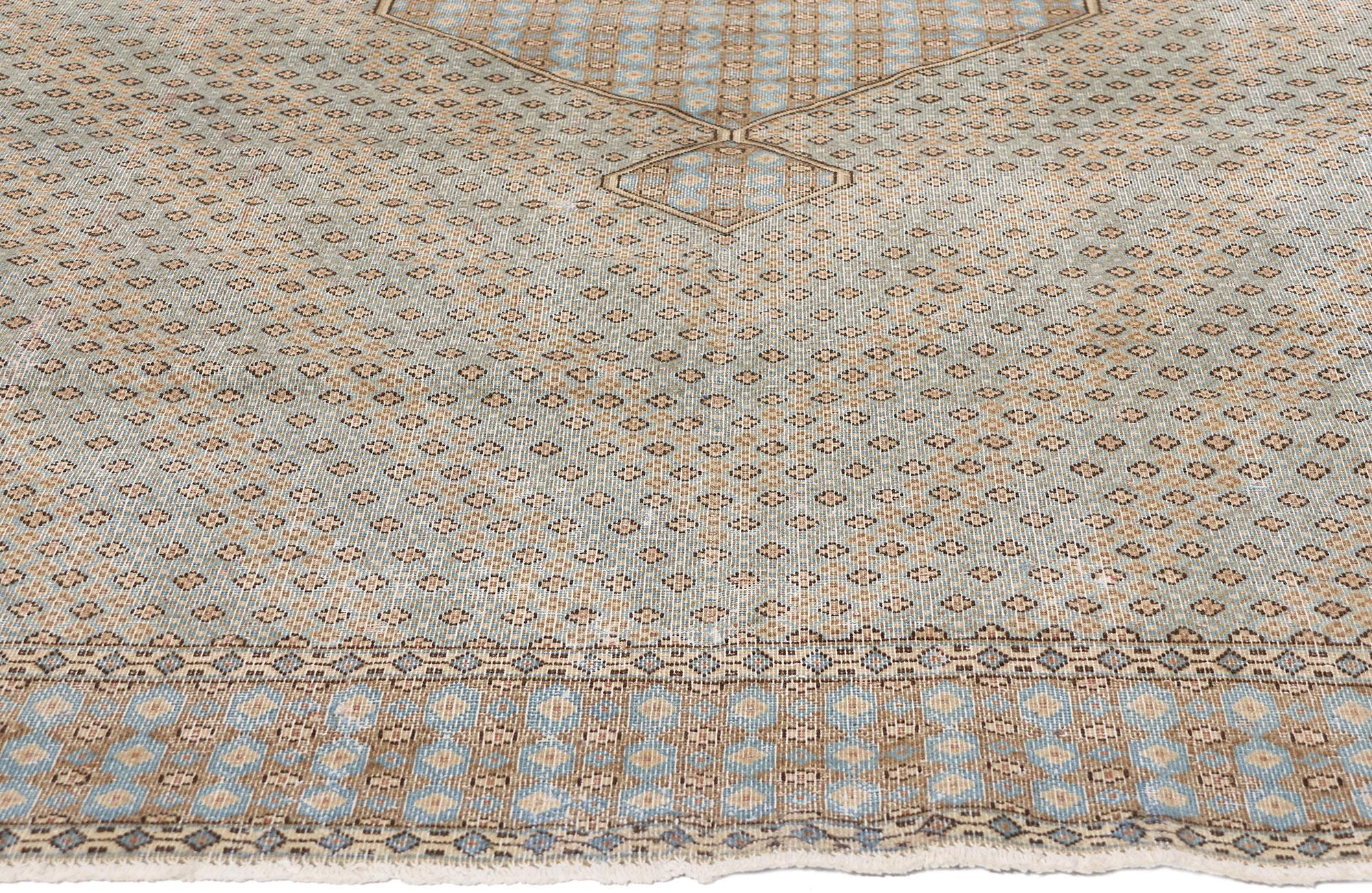 Persiano Tappeto persiano Kerman del 1950 con stile rustico moderno in vendita
