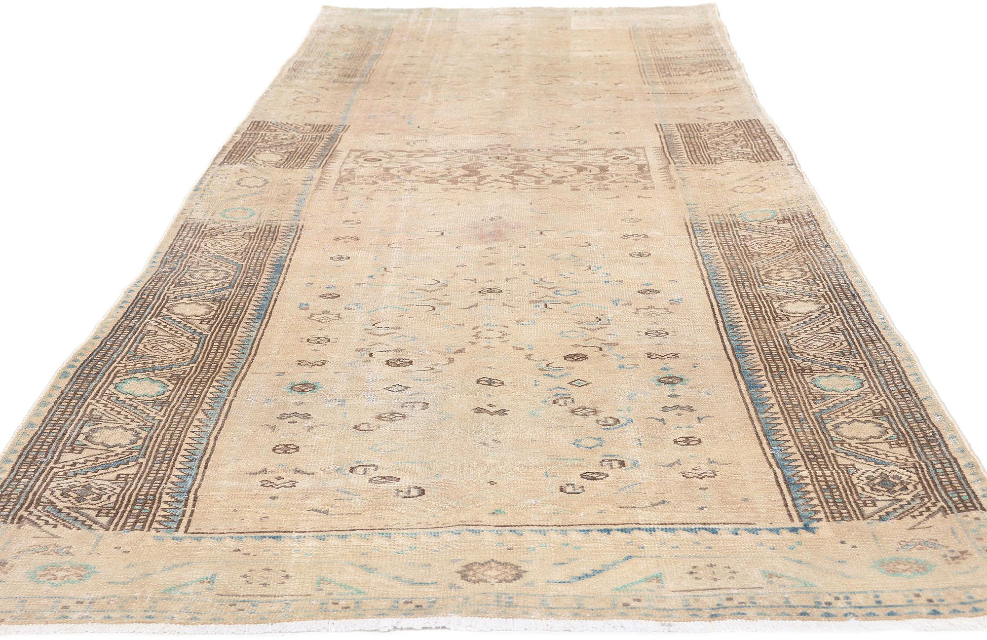 Hand-Knotted Vintage-Worn Persian Malayer Rug, Faded Elegance Meets Relaxed Refinement For Sale