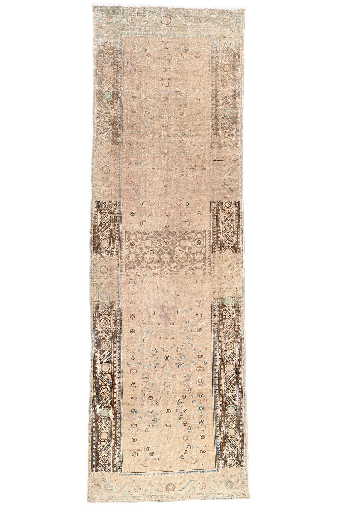 Vintage-Worn Persian Malayer Rug, Faded Elegance Meets Relaxed Refinement For Sale 3
