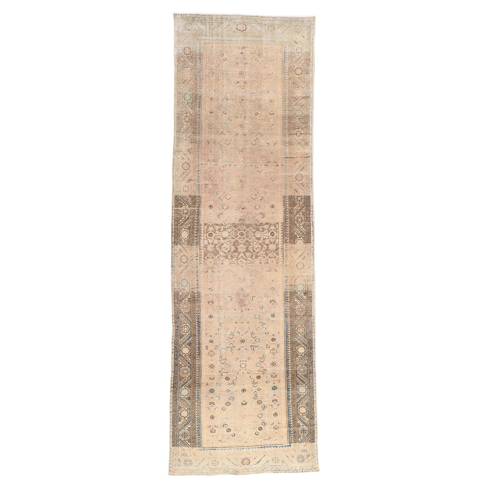 Vintage-Worn Persian Malayer Rug, Faded Elegance Meets Relaxed Refinement For Sale