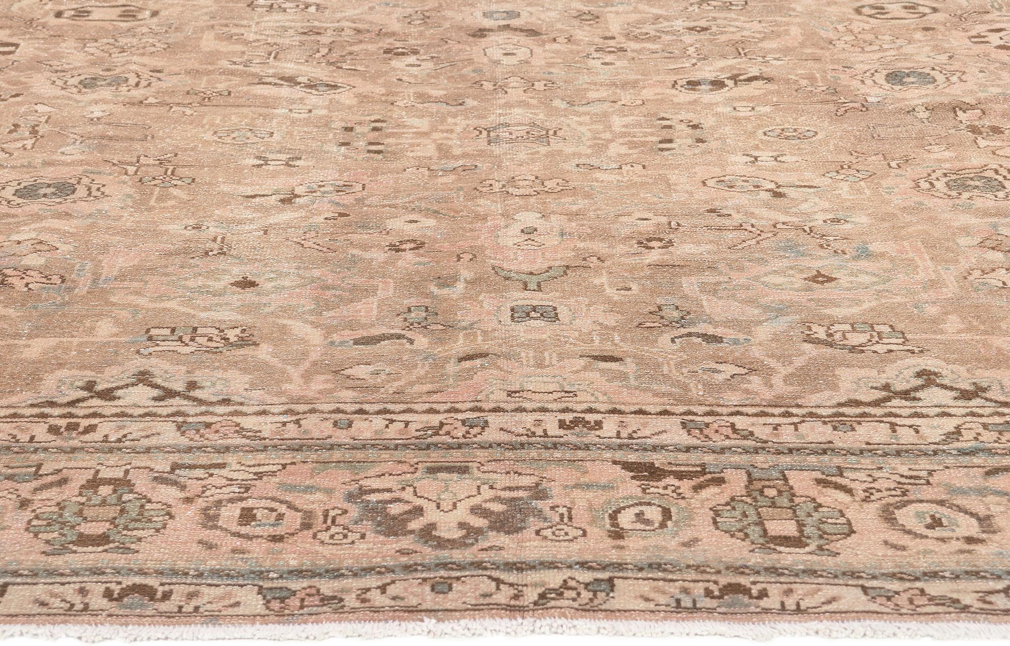 Vintage-Worn Persian Malayer Rug, Tonal Elegance Meets Timeless Appeal In Distressed Condition For Sale In Dallas, TX