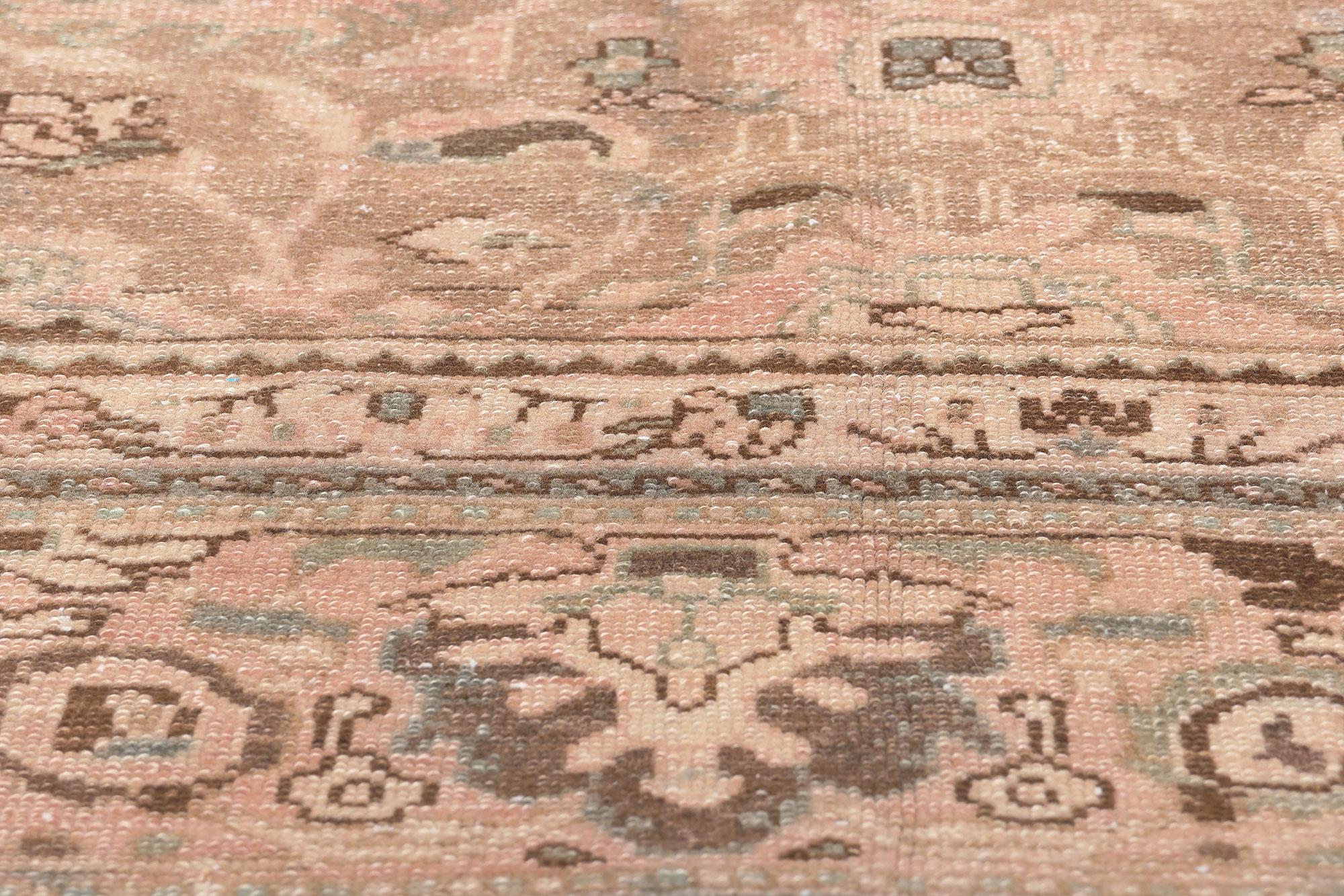 20th Century Vintage-Worn Persian Malayer Rug, Tonal Elegance Meets Timeless Appeal For Sale