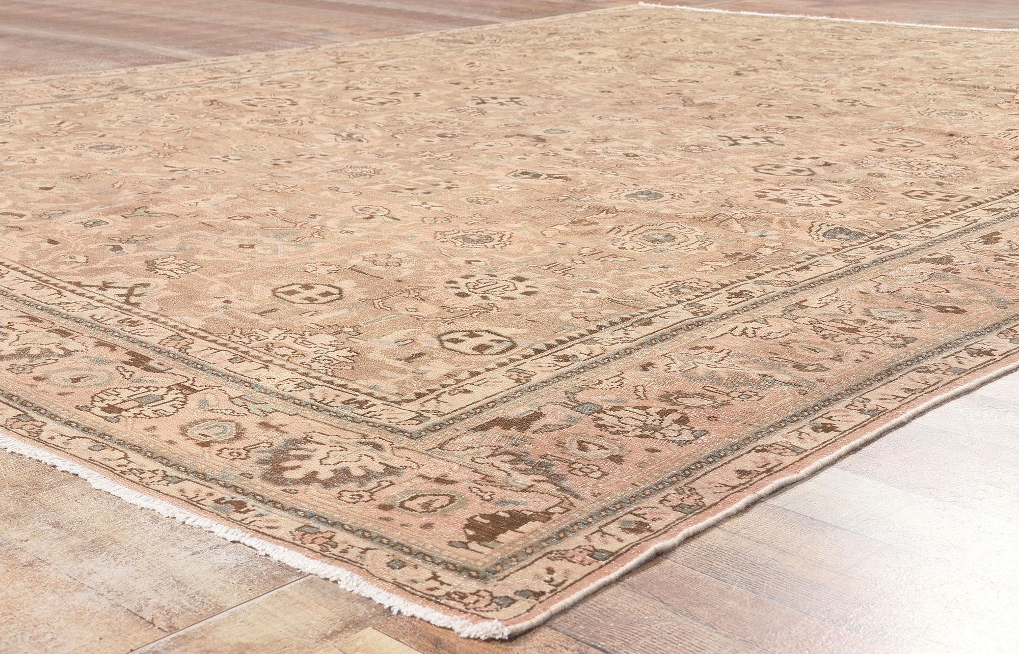 Vintage-Worn Persian Malayer Rug, Tonal Elegance Meets Timeless Appeal For Sale 1