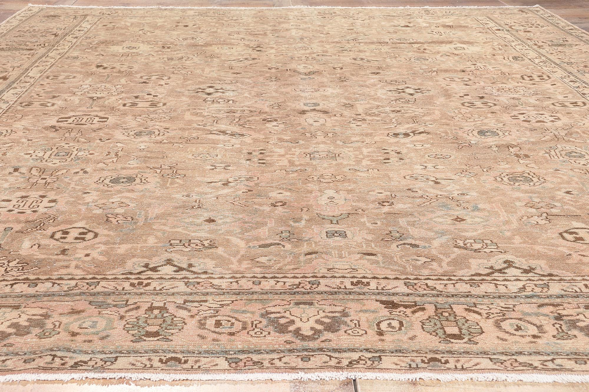 Vintage-Worn Persian Malayer Rug, Tonal Elegance Meets Timeless Appeal For Sale 2