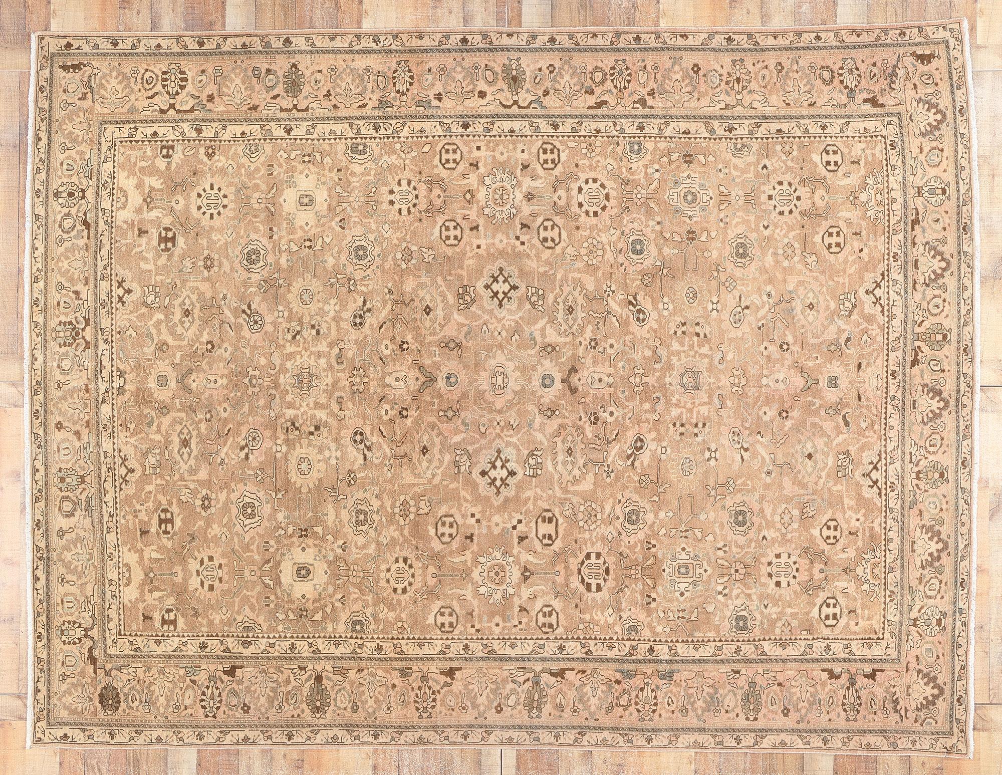 Vintage-Worn Persian Malayer Rug, Tonal Elegance Meets Timeless Appeal For Sale 3