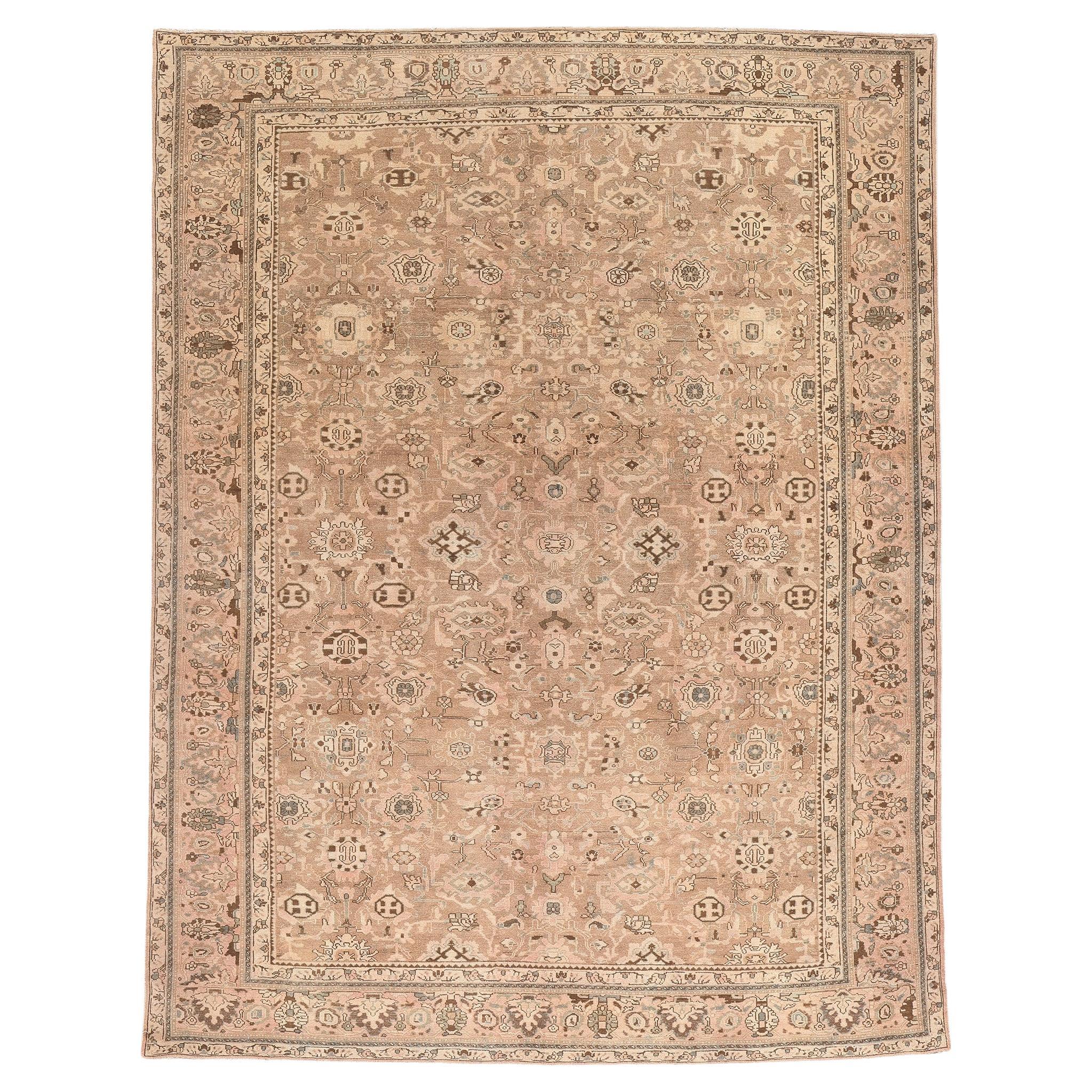 Vintage-Worn Persian Malayer Rug, Tonal Elegance Meets Timeless Appeal For Sale