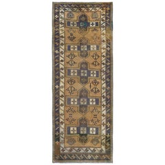 Vintage Worn Wool Sand Brown Northwest Persian with Armenian Cross Design Rug
