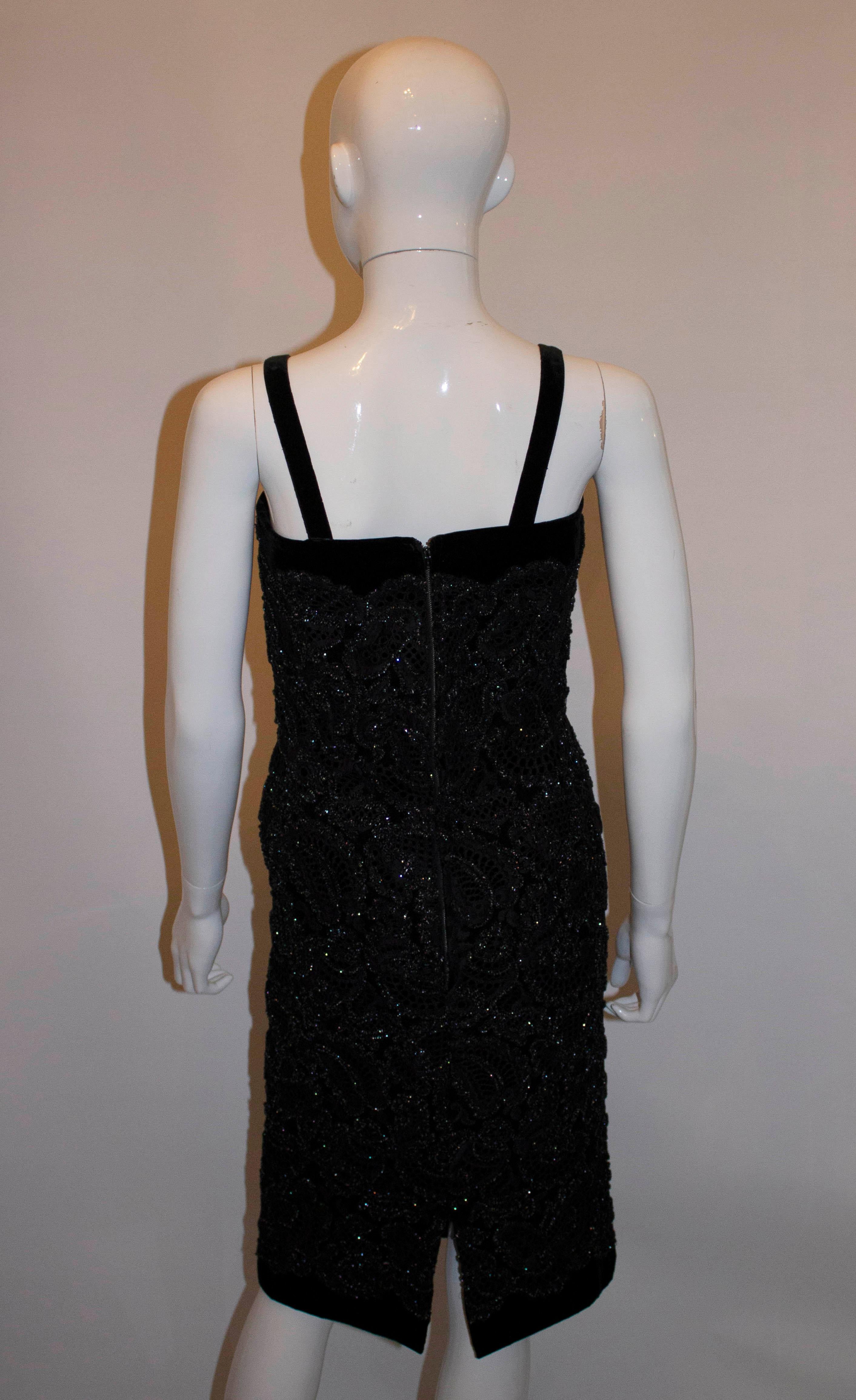 Vintage Worth Black Cocktail Dress In Good Condition For Sale In London, GB