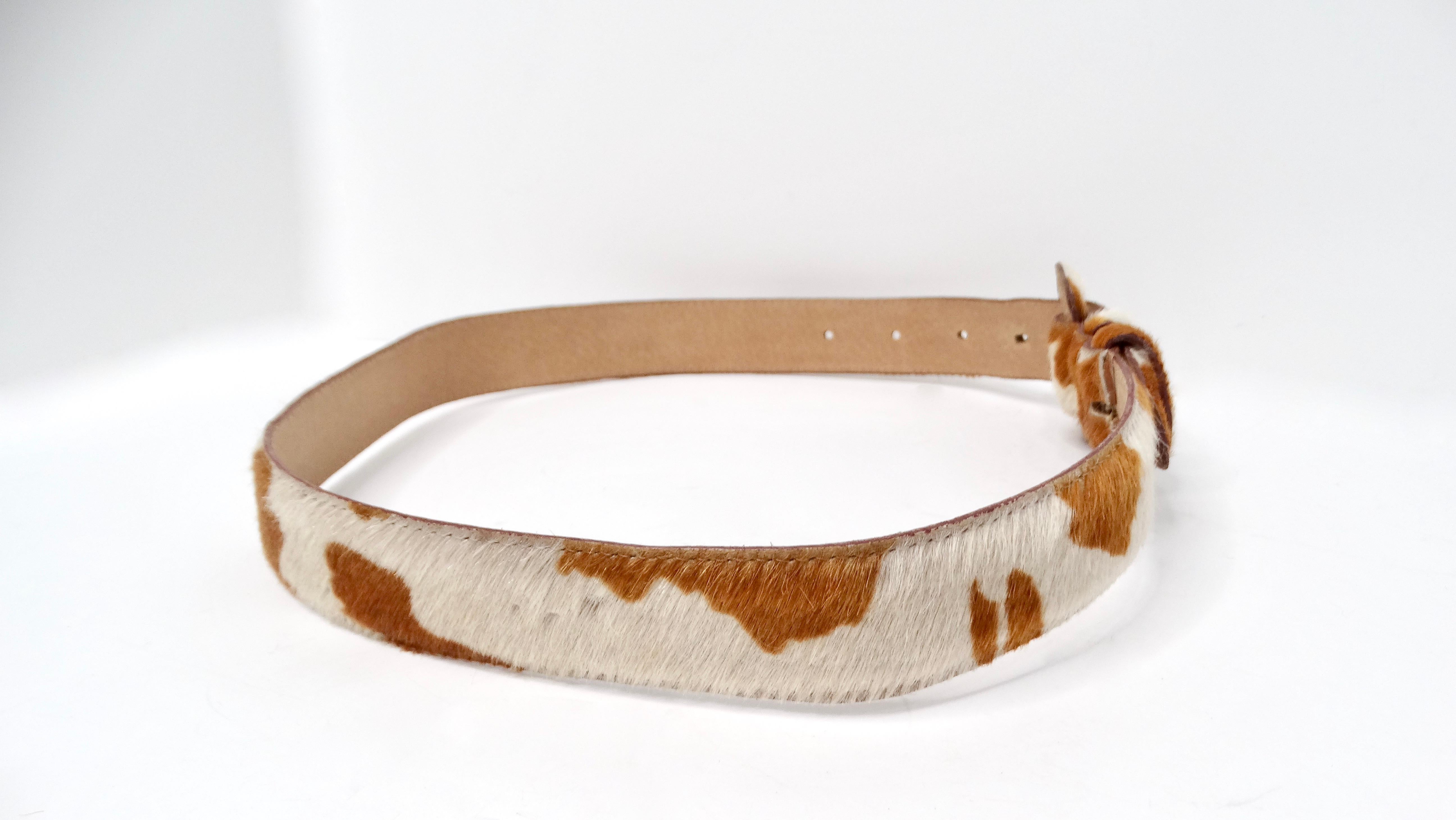 Ceinture vintage Worth tachetée en cuir de poney Bon état - En vente à Scottsdale, AZ