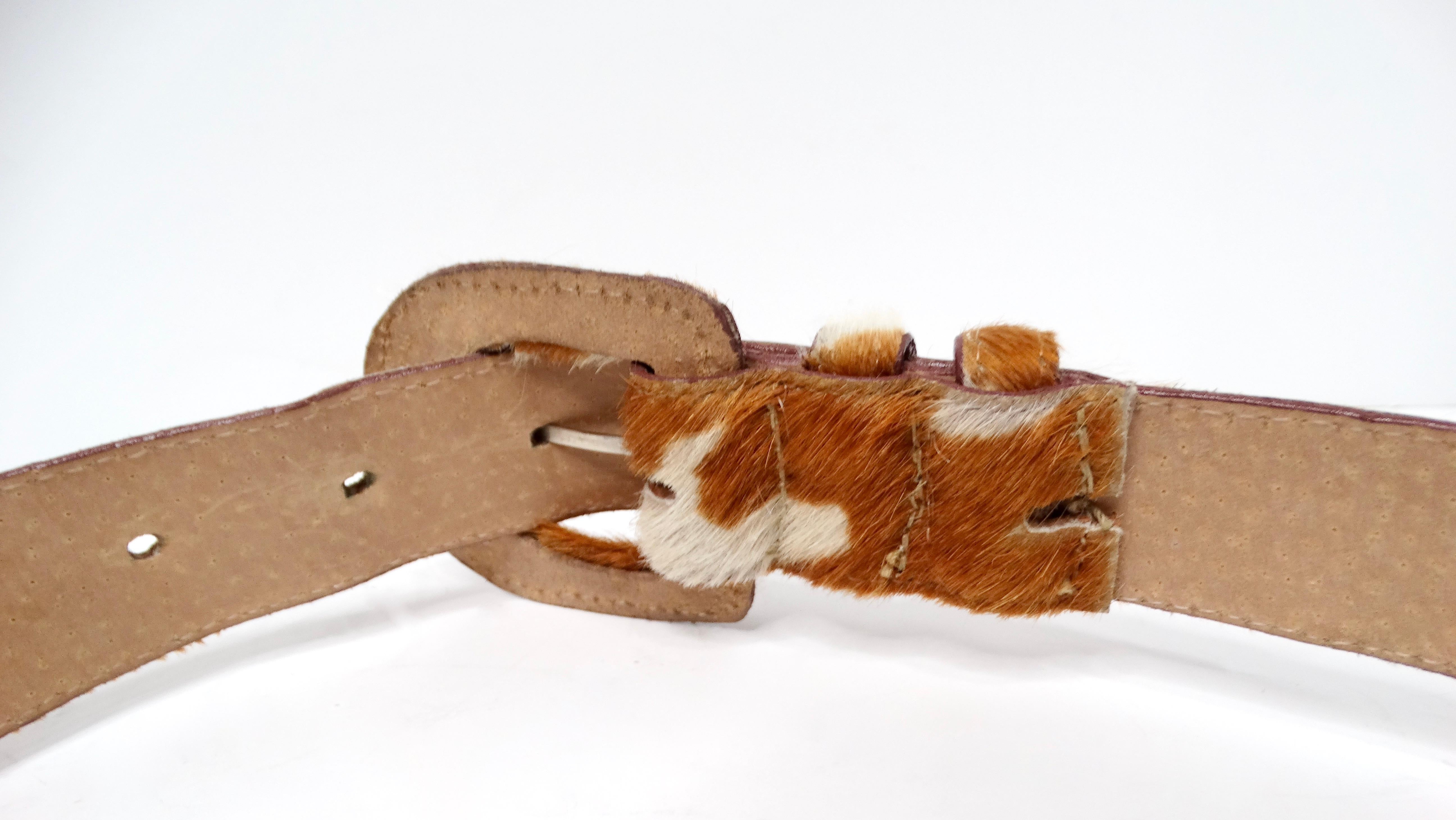 Ceinture vintage Worth tachetée en cuir de poney en vente 1