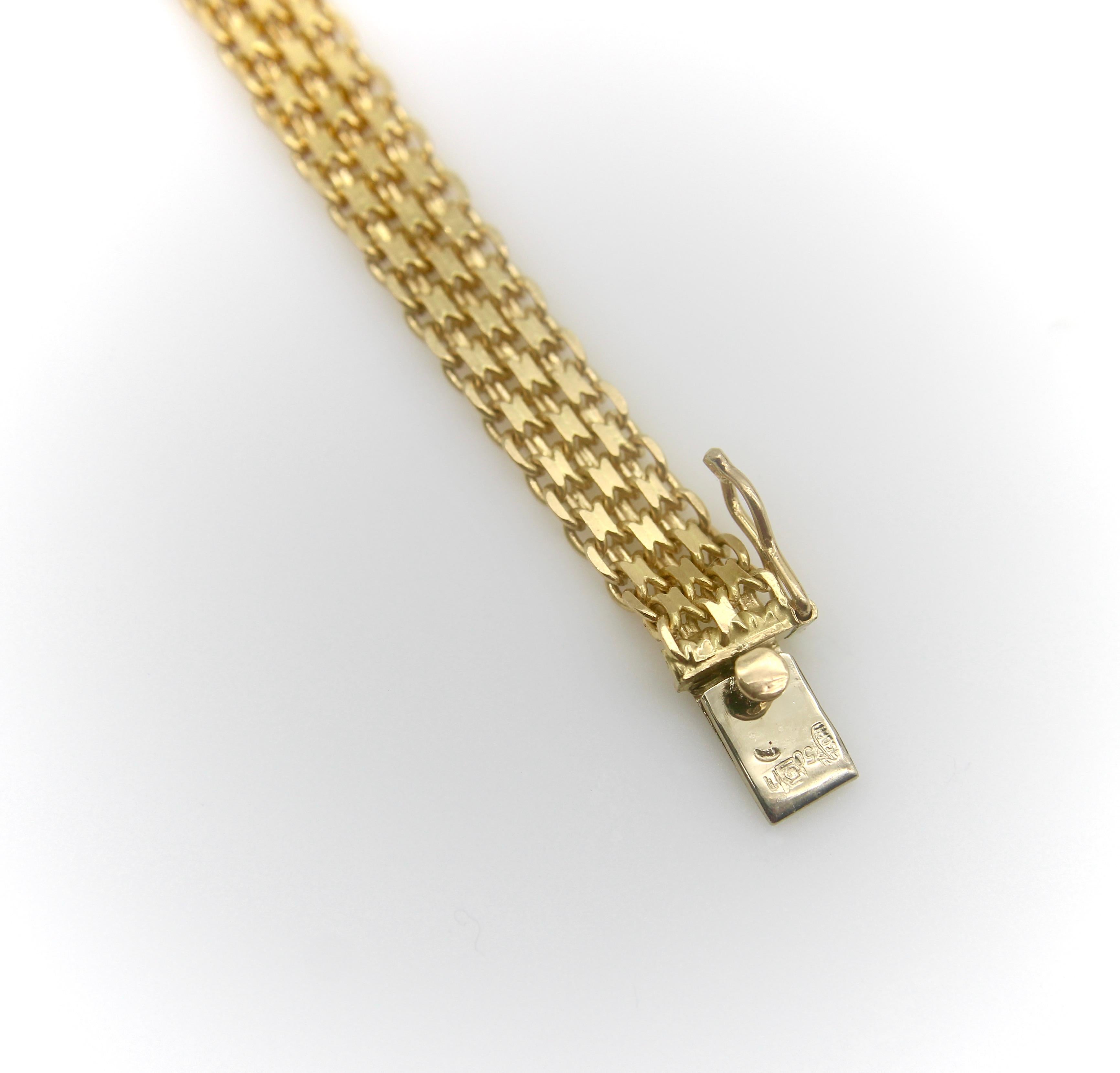 Vintage Woven 18K Gold Italian Bismark Link Bracelet  For Sale 1