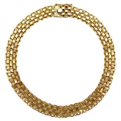 Retro Woven 18K Gold Italian Bismark Link Bracelet 