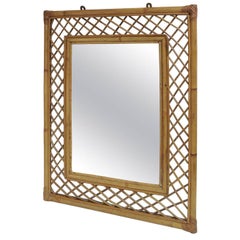 Vintage Woven Bamboo Mirror