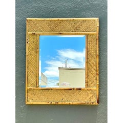 Vintage Woven Bamboo Wall Mirror