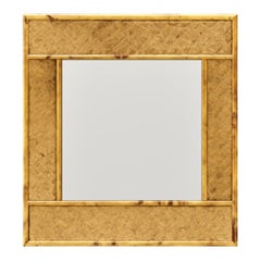 Vintage Woven Bamboo Wall Mirror