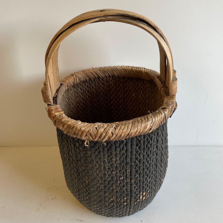 Vintage Woven Basket For Sale at 1stDibs