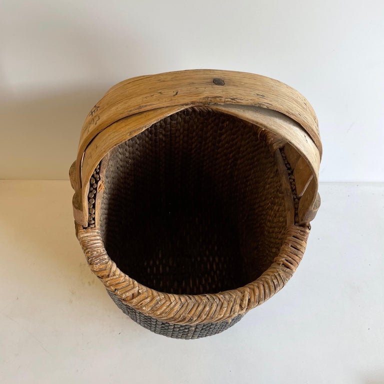 Vintage Woven Basket For Sale at 1stDibs