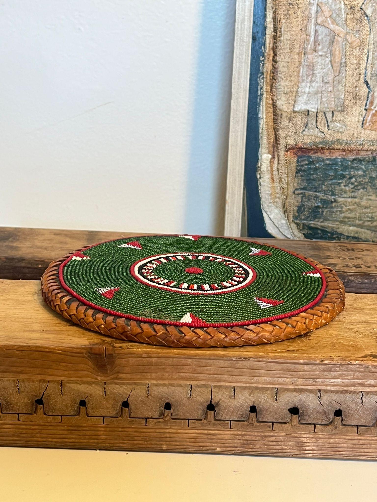 Mid-Century Modern Vintage Woven Beaded placement coaster Decor. For Sale