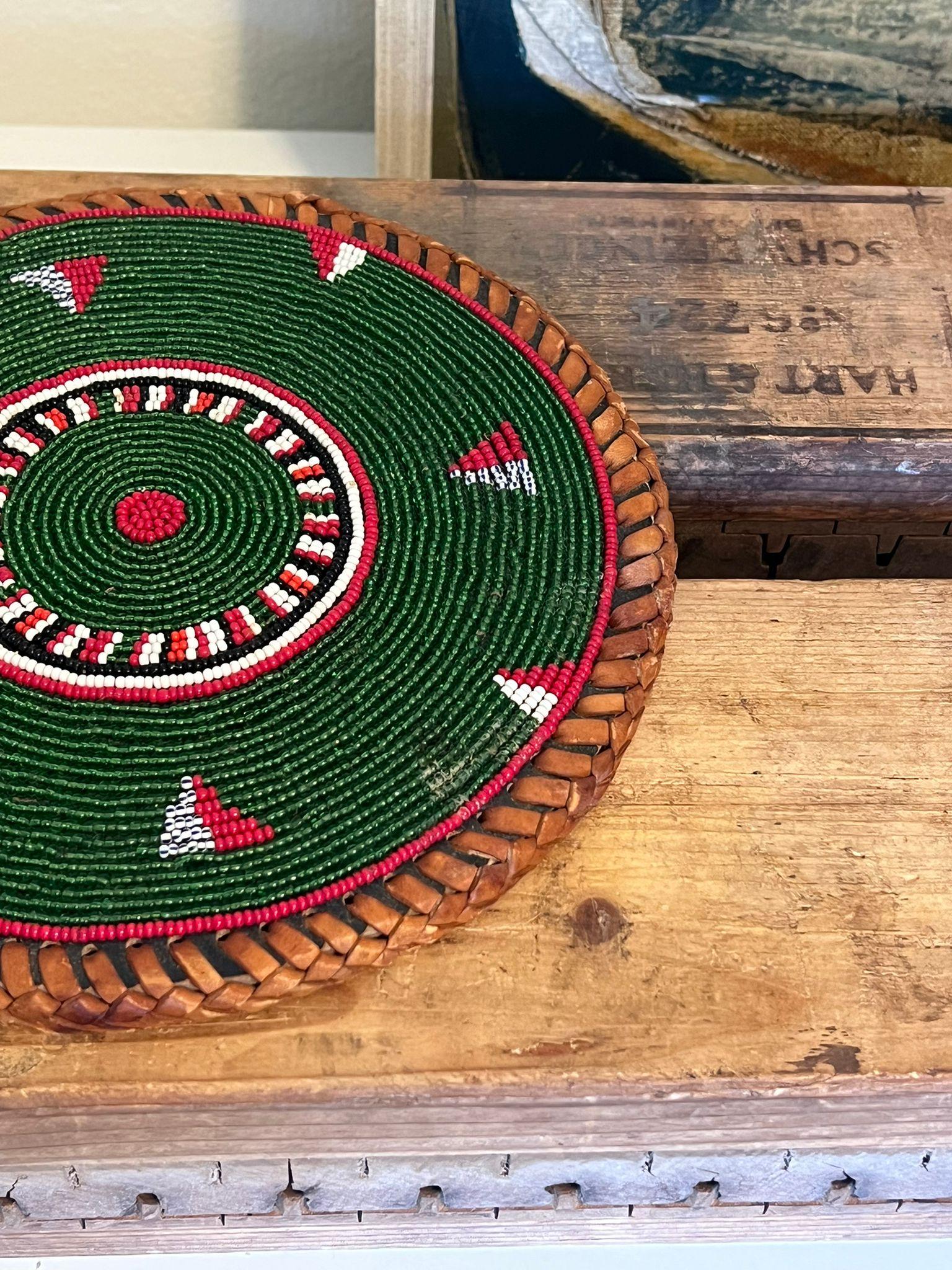 Late 20th Century Vintage Woven Beaded placement coaster Decor. For Sale