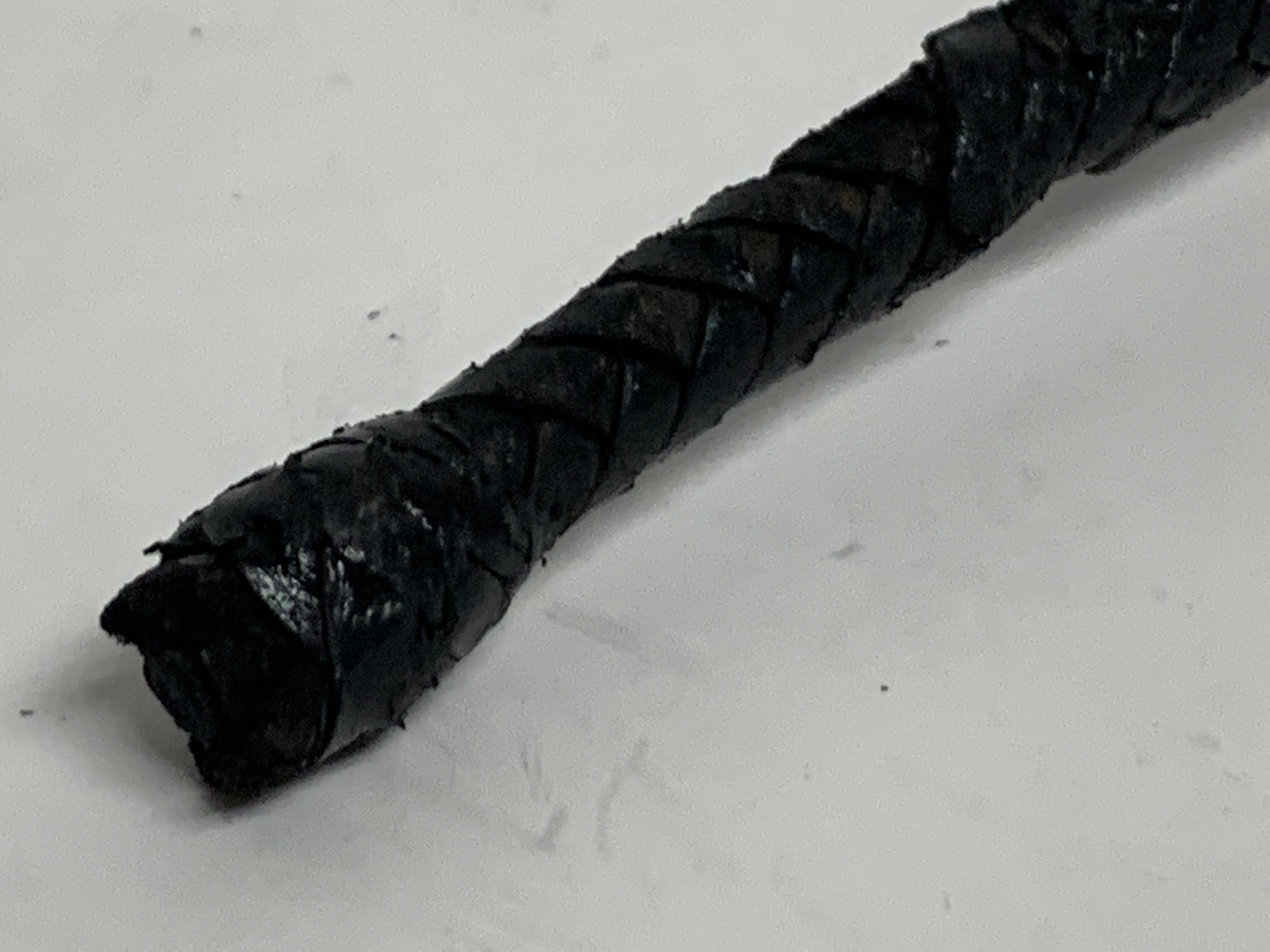 Vintage Woven Black Leather and Sterling Riding Crop In Good Condition In West Palm Beach, FL