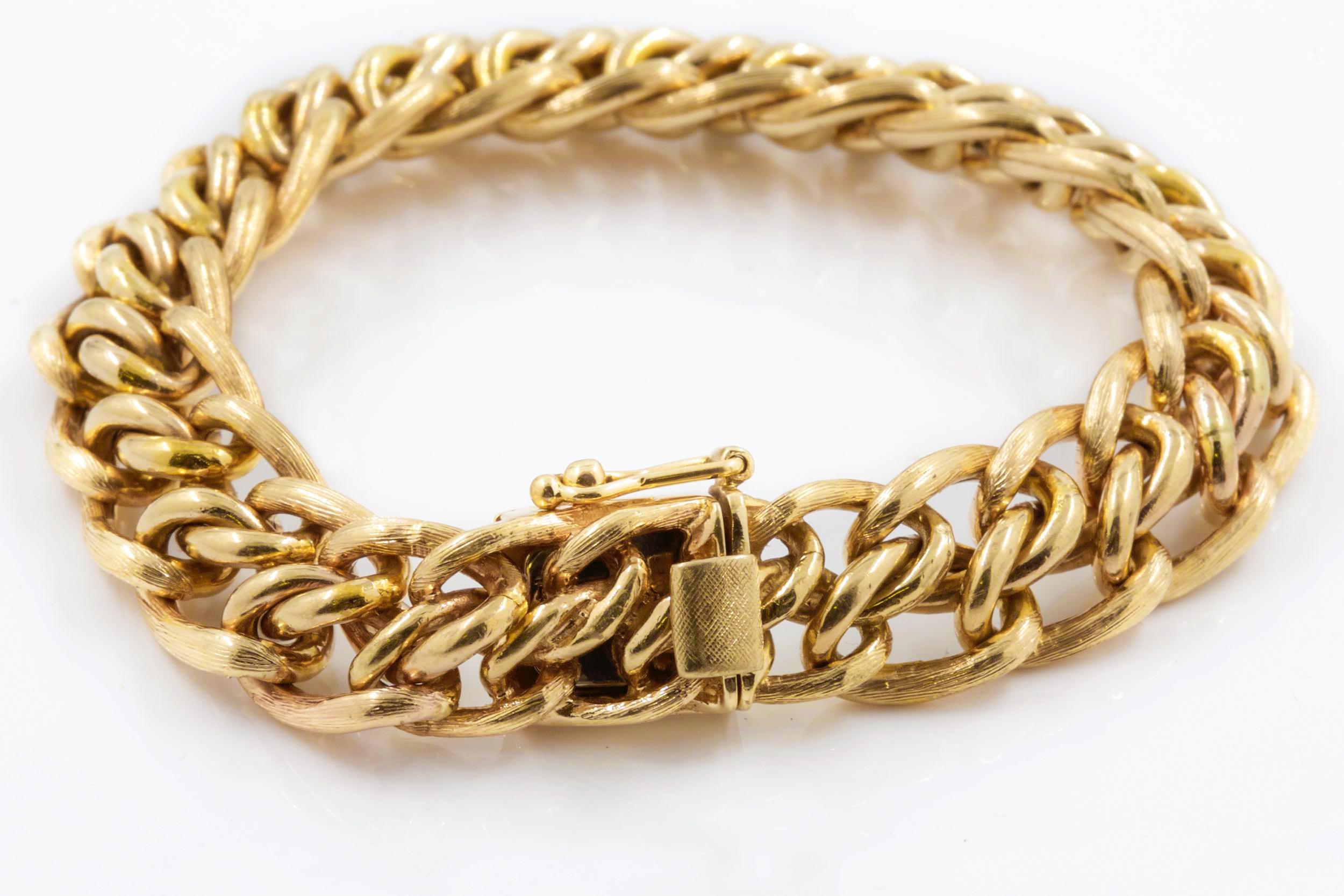 Modern Vintage Woven Braided 14-Karat Gold Chain Bracelet by Zelman & Friedman
