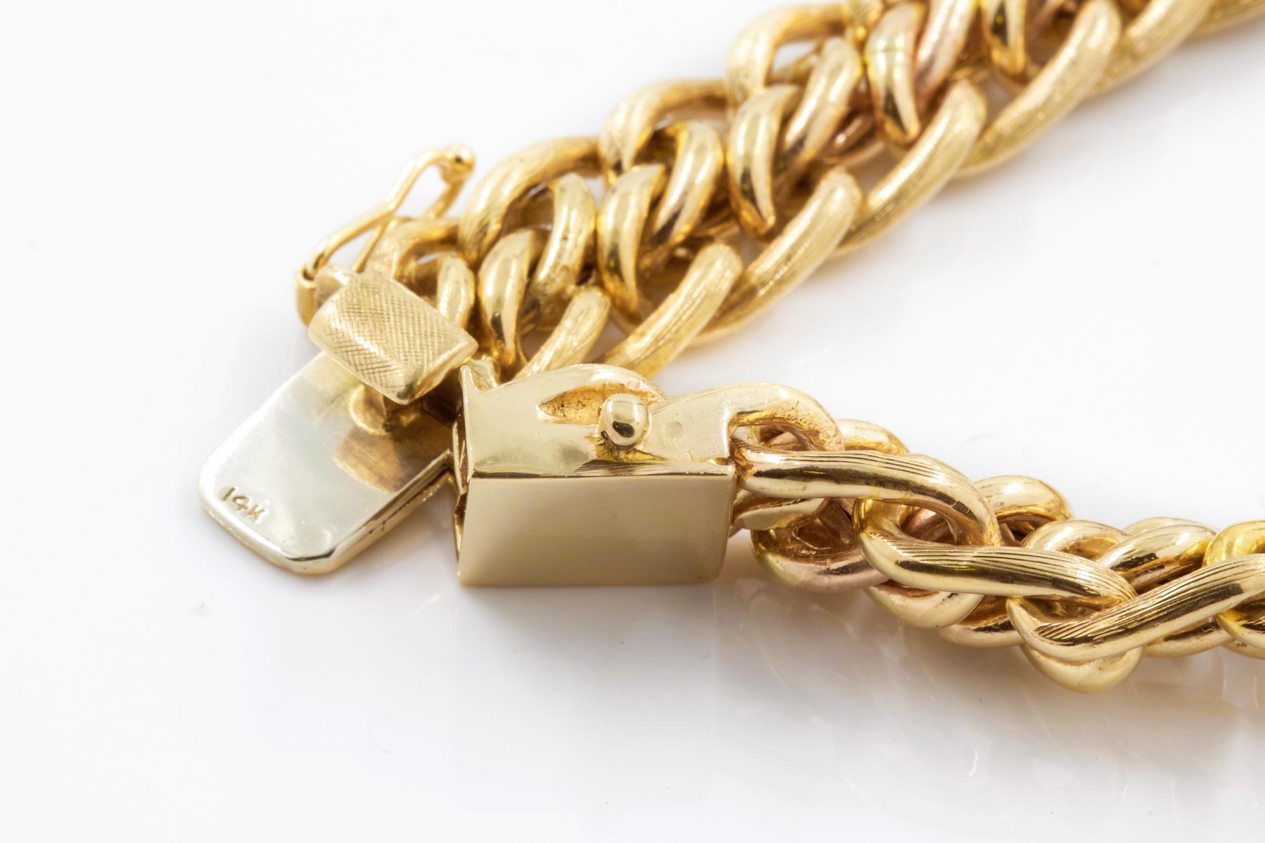 American Vintage Woven Braided 14-Karat Gold Chain Bracelet by Zelman & Friedman