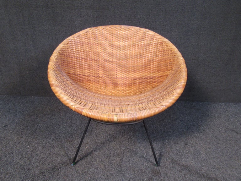 Vintage Woven Cane Chair For Sale at 1stDibs