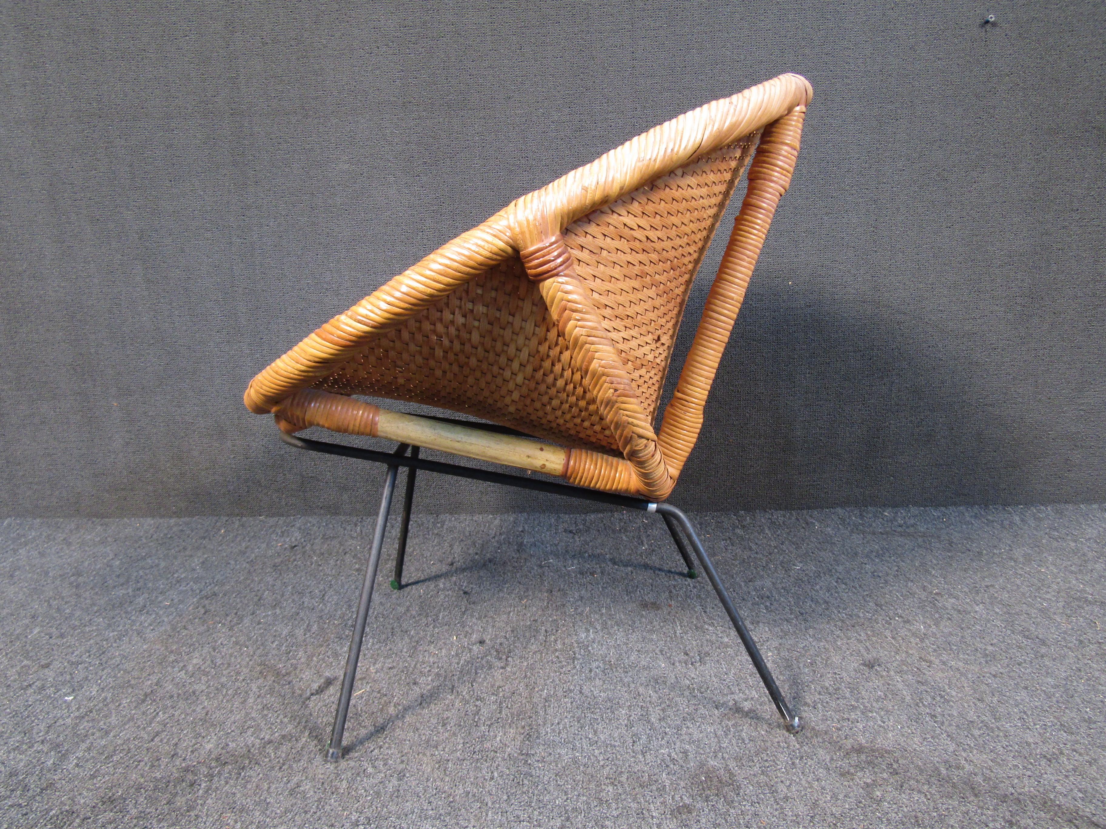 Mid-Century Modern Vintage Woven Cane Chair