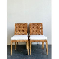 Vintage Woven Cane Dining Chairs - Set Of 4