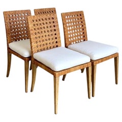 Vintage Woven Cane Dining Chairs - Set Of 4