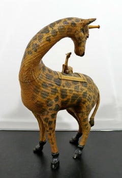 Vintage Woven Chinese Giraffe Asian Style Basket Sculpture
