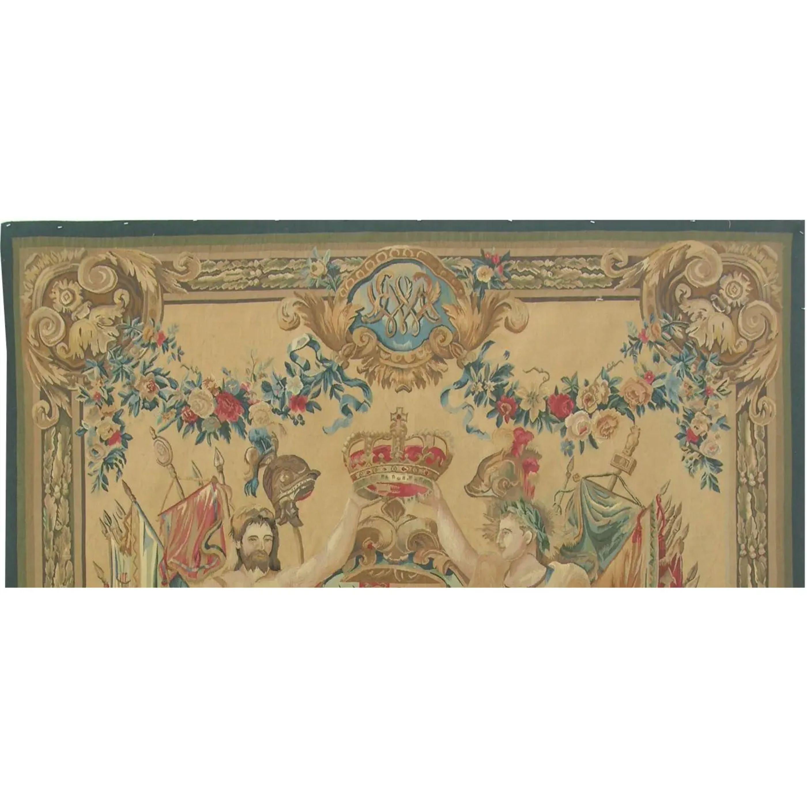 Unknown Vintage Woven Crest Tapestry 7.6X6.3 For Sale