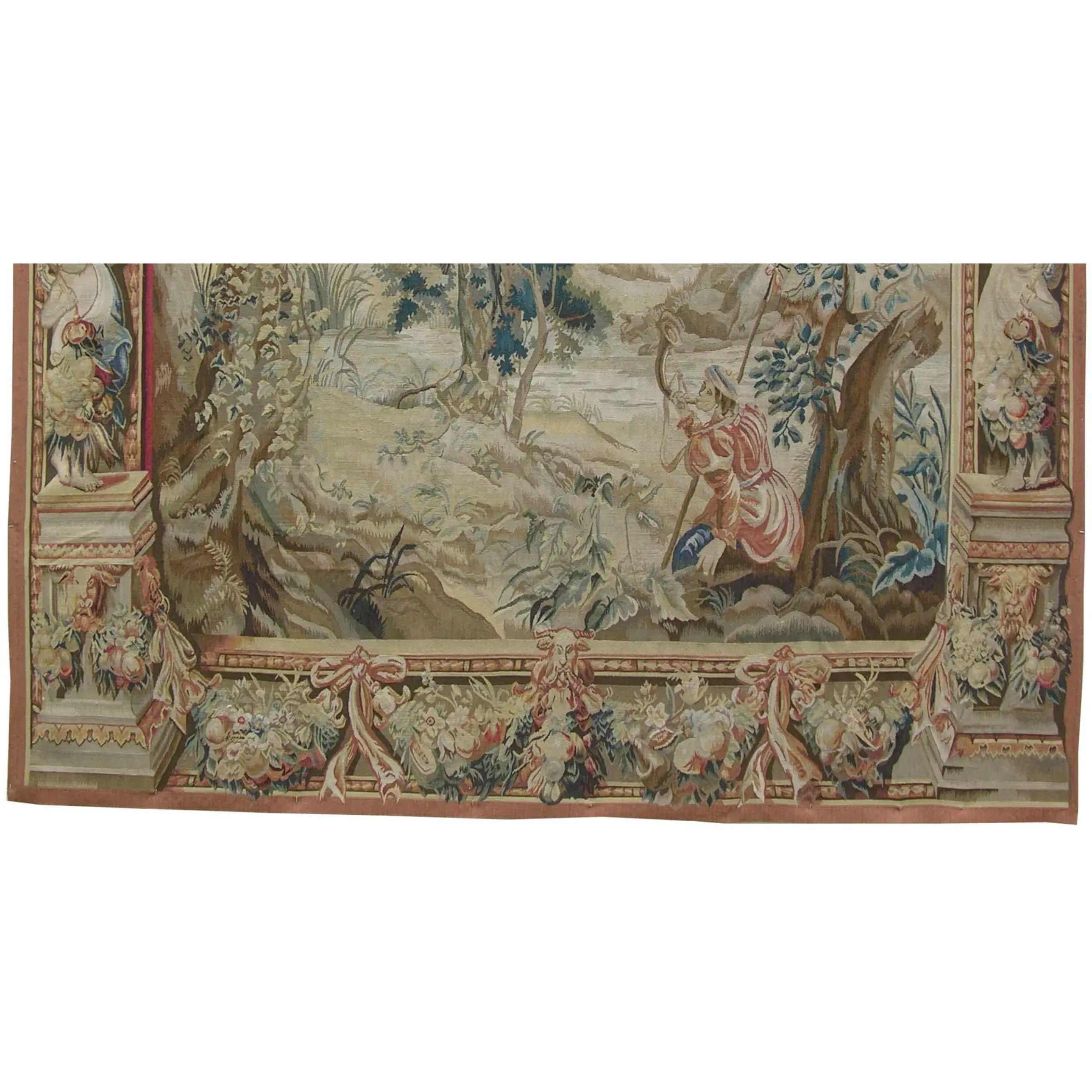 Unknown Vintage Woven Forrest Tapestry 7.2X6.0 For Sale
