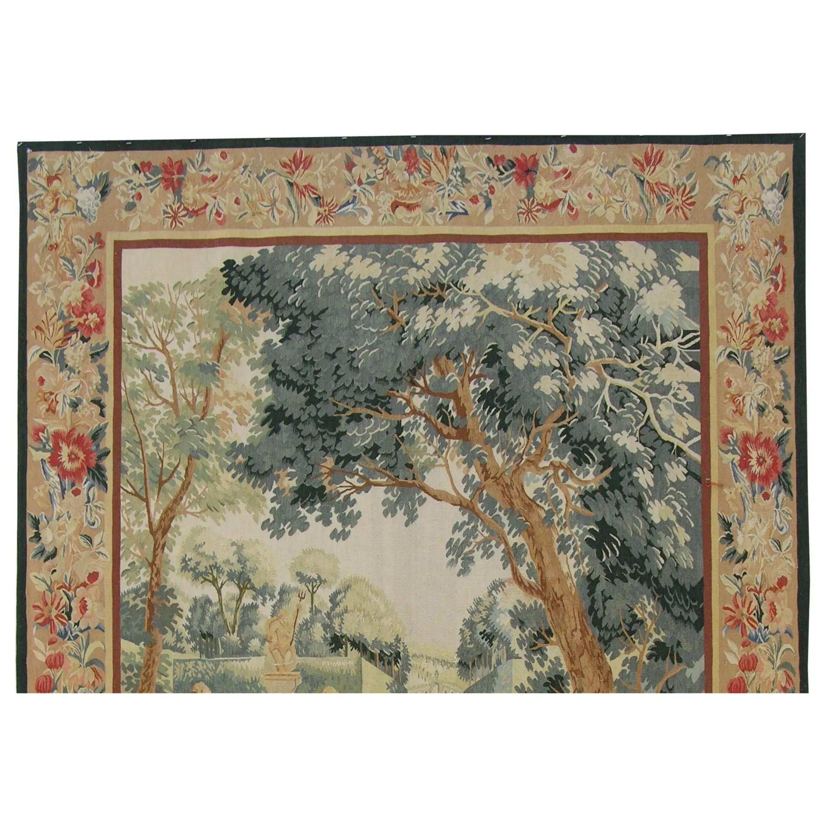 Unknown Vintage Woven Fountain Tapestry 7.2X5.5 For Sale