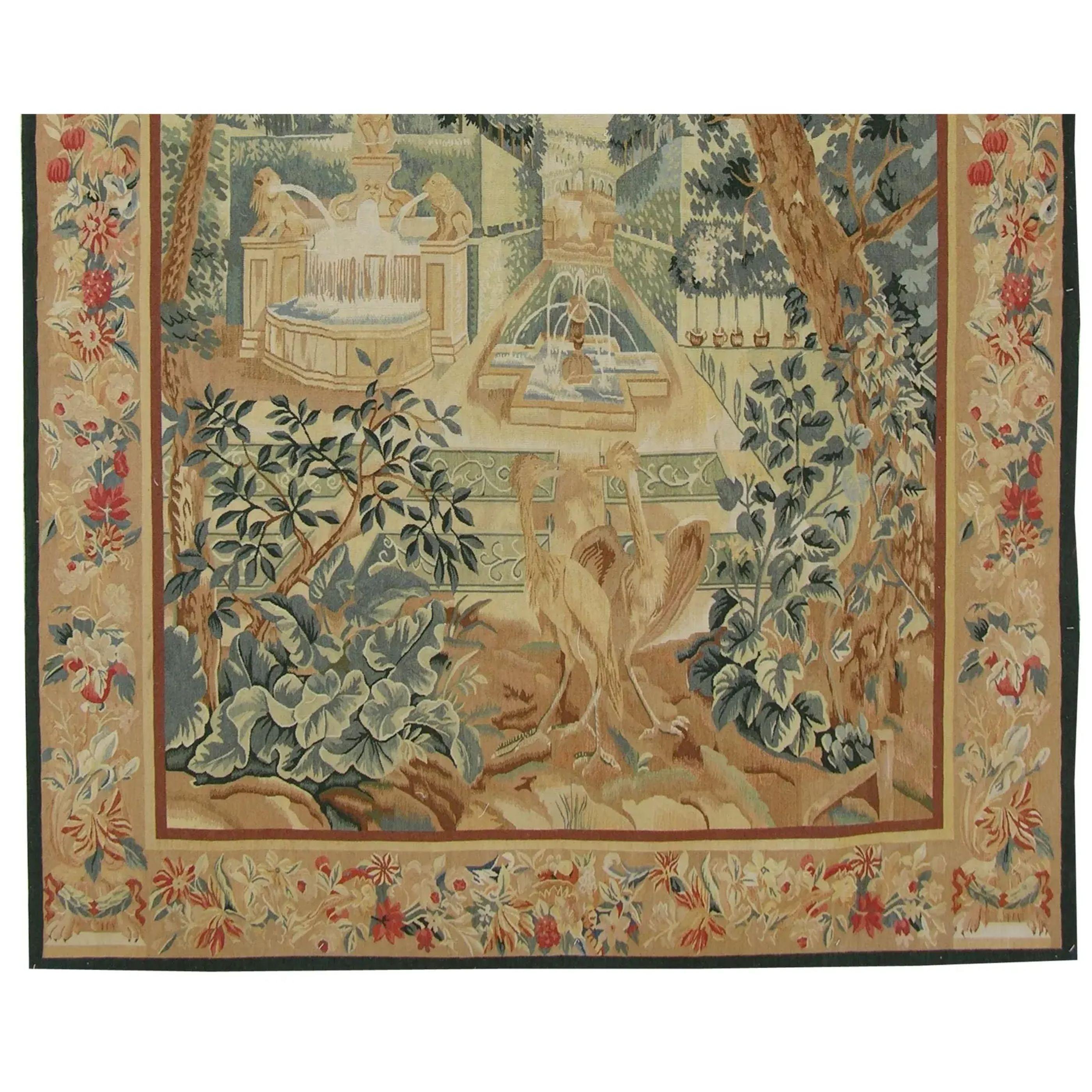 Vintage Woven Fountain Tapestry 7.2X5.5 In Good Condition For Sale In Los Angeles, US