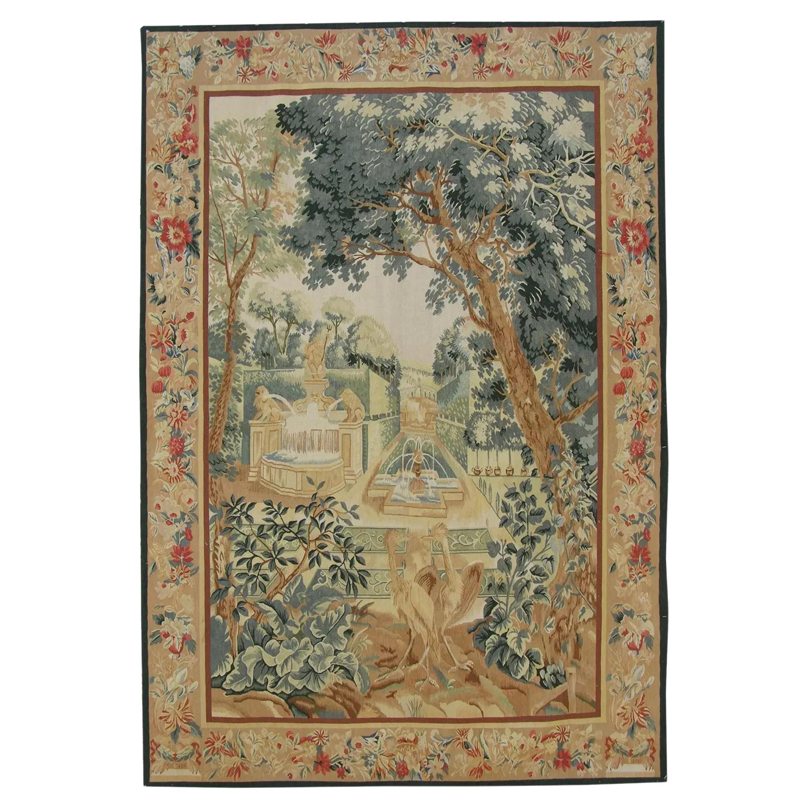 Vintage Woven Fountain Tapestry 7.2X5.5 For Sale