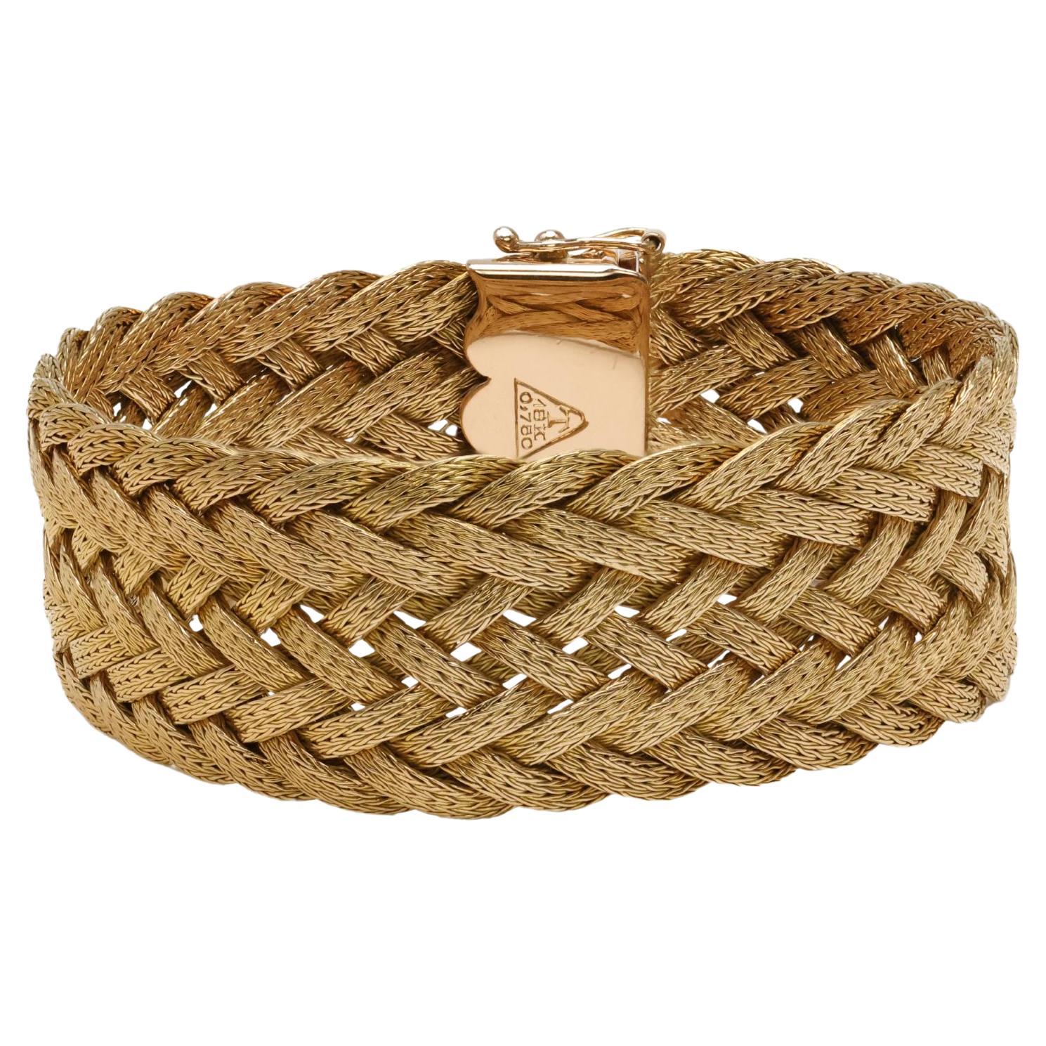 Vintage woven gold bracelet in 18k Yellow Gold