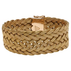Vintage woven gold bracelet in 18k Yellow Gold